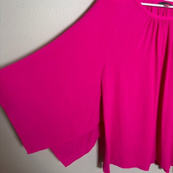 Vince Camuto Blouse Women's Medium Hot Pink Slouchy Round Neck Casual Top - Picture 4 of 10
